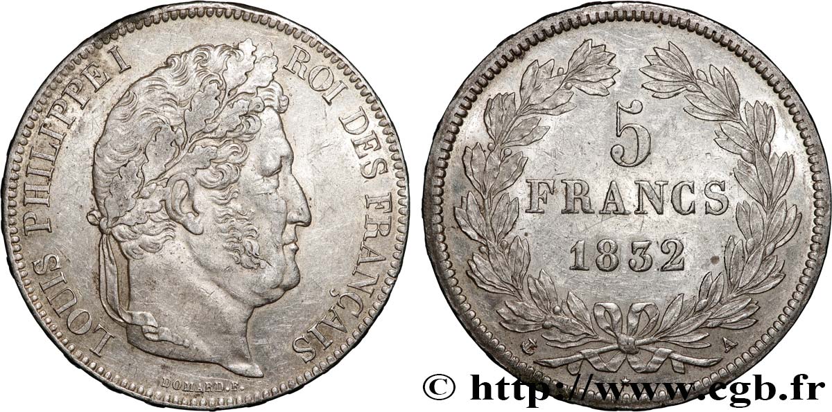 5 francs IIe type Domard 1832 Paris F.324/1 MBC+ 