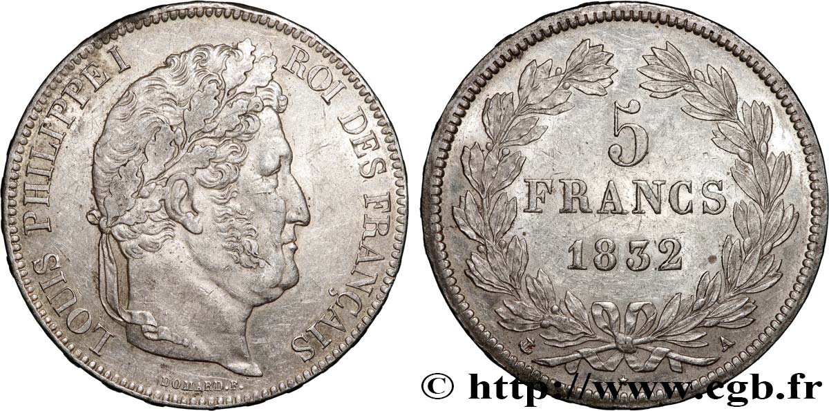 5 francs IIe type Domard 1832 Paris F.324/1 AU 