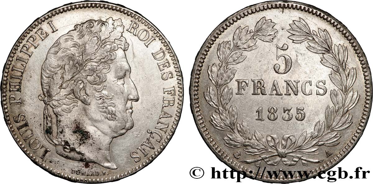 5 francs IIe type Domard 1835 Paris F.324/42 fVZ 