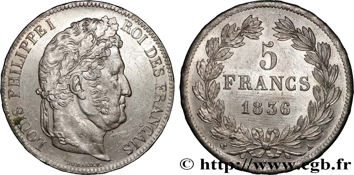 5 francs IIe type Domard 1836 Paris F.324/53 SPL 