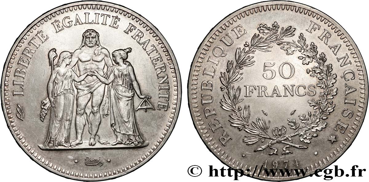 50 francs Hercule, avers de la 20 francs 1974  F.426/1 SPL+ 