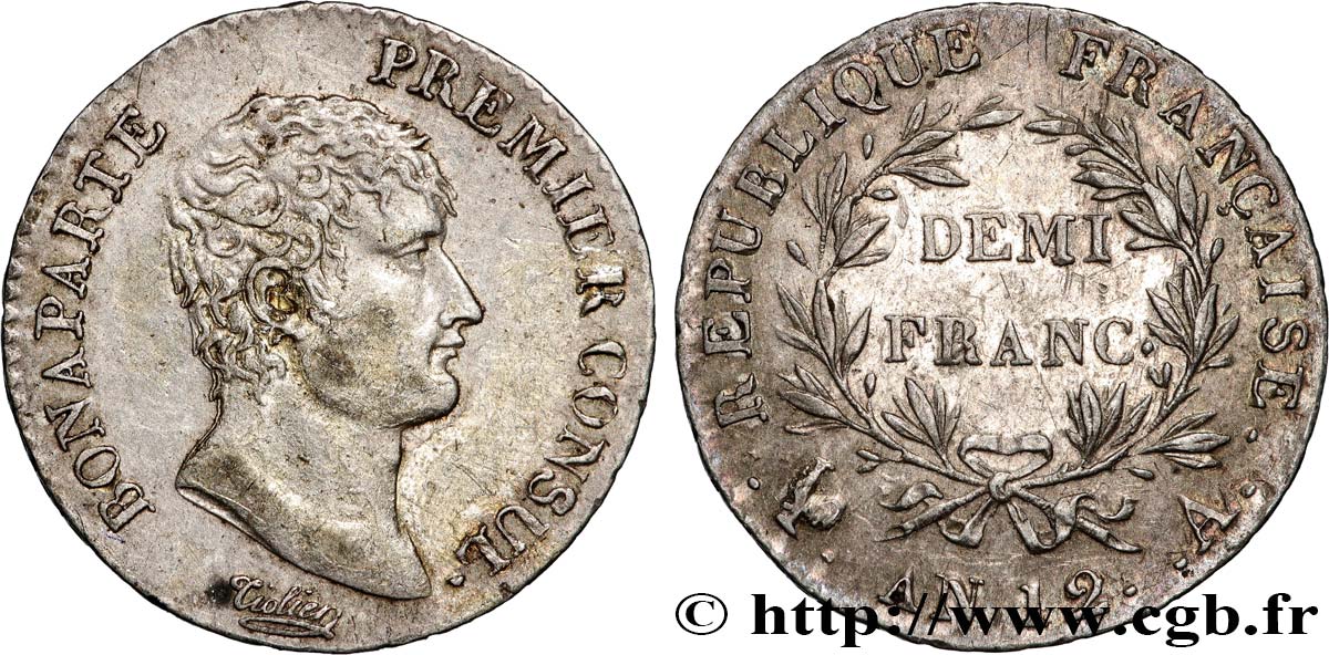 Demi-franc Bonaparte Premier Consul 1804 Paris F.173/2 SUP 