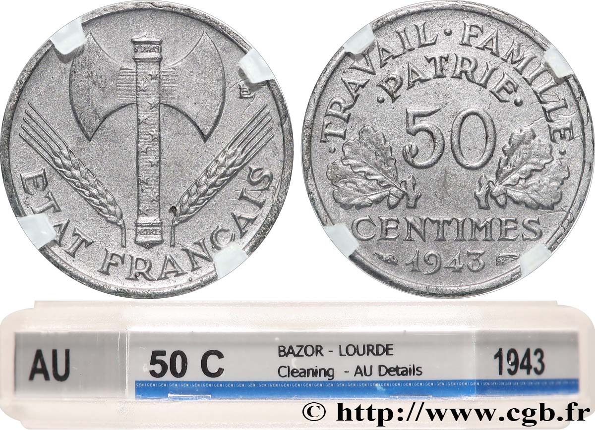 50 centimes Francisque, lourde 1943  F.195/4 q.SPL GENI