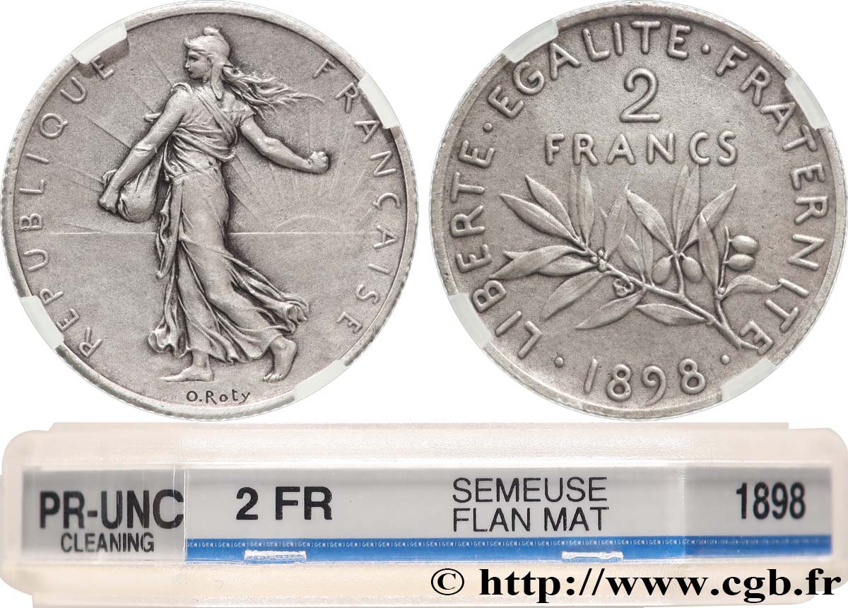 2 francs Semeuse, Flan Mat 1898  F.266/2 SPL+ GENI