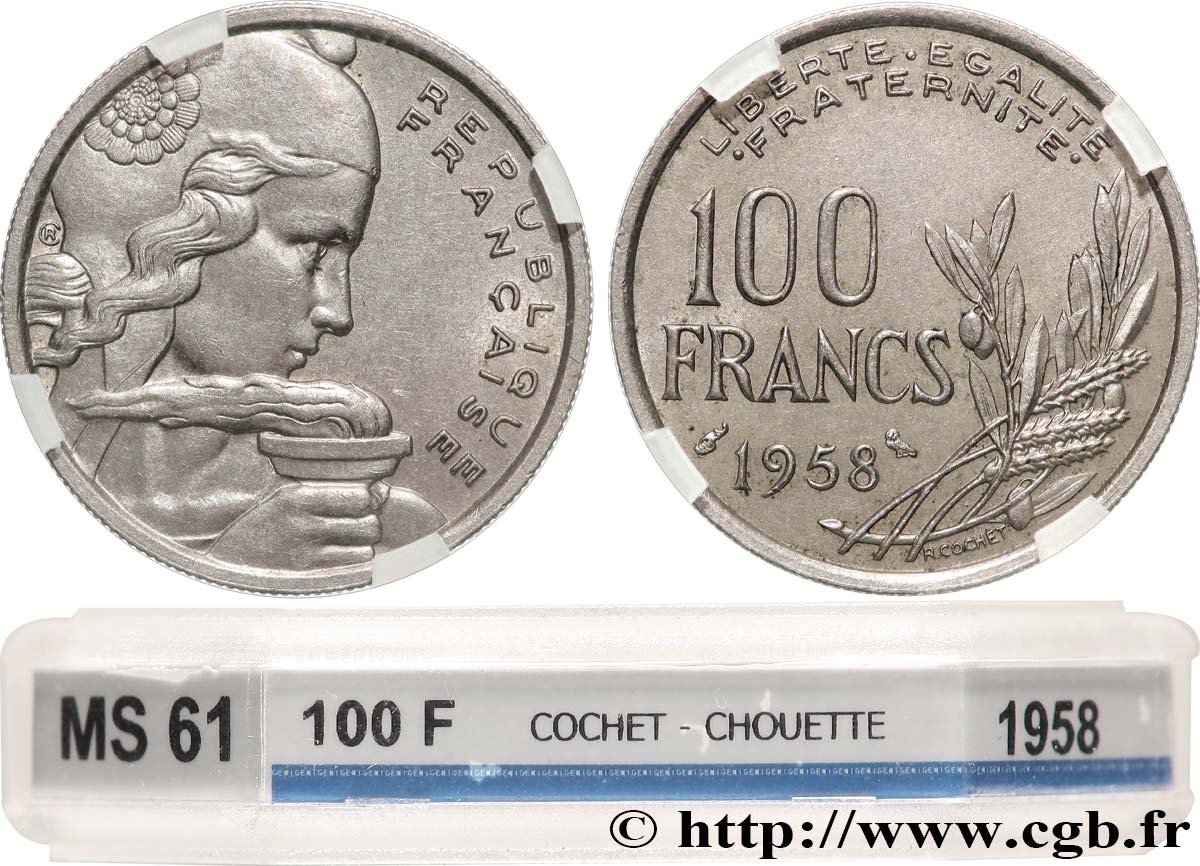 100 francs Cochet, Chouette 1958  F.450/13 MS61 GENI