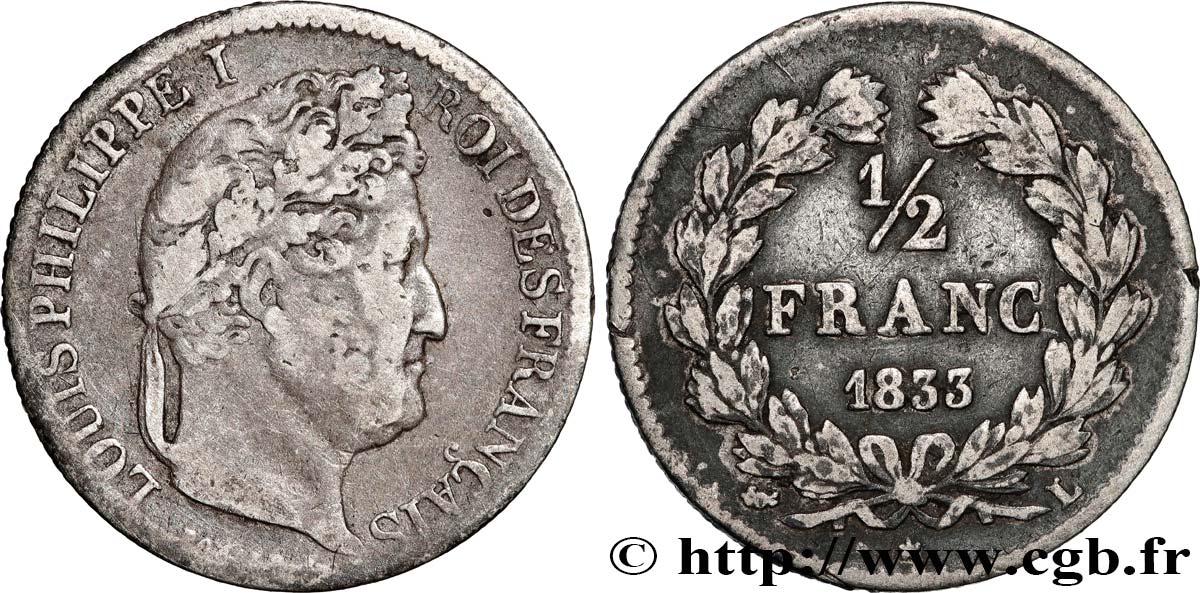 1/2 franc Louis-Philippe 1833 Bayonne F.182/35 S 