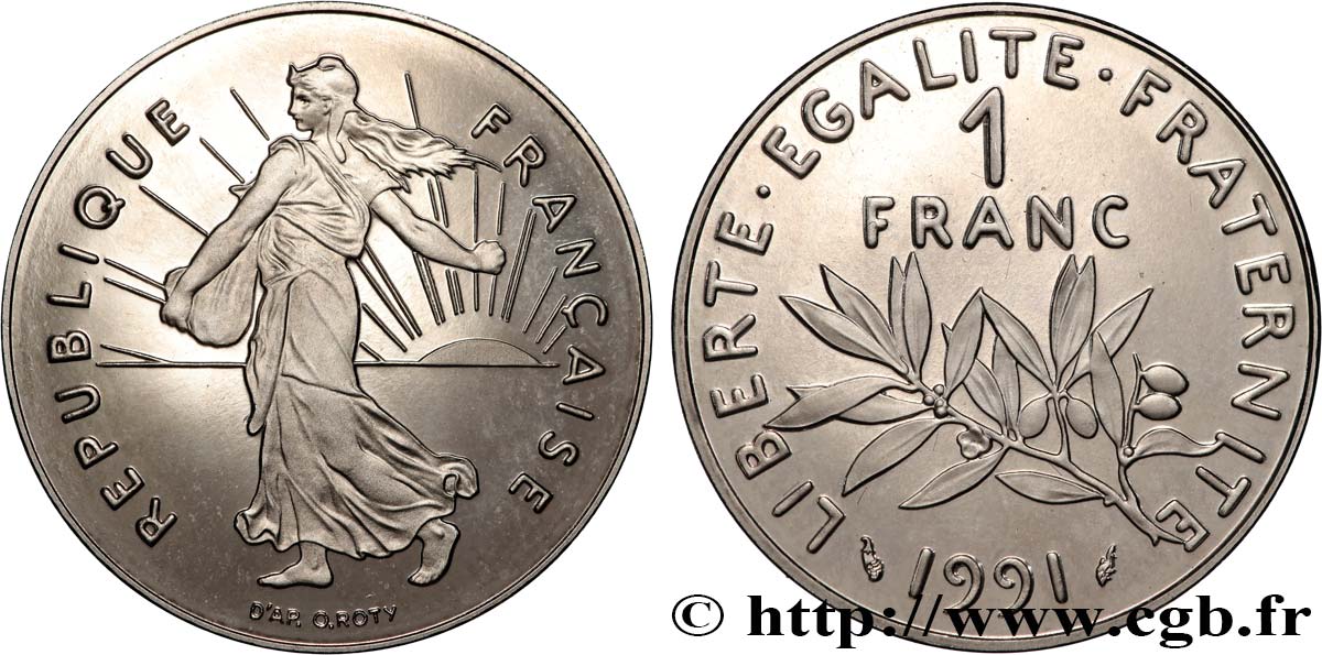 1 franc Semeuse, nickel, BE (Belle Épreuve) 1991 Pessac F.226/36 var. MS 