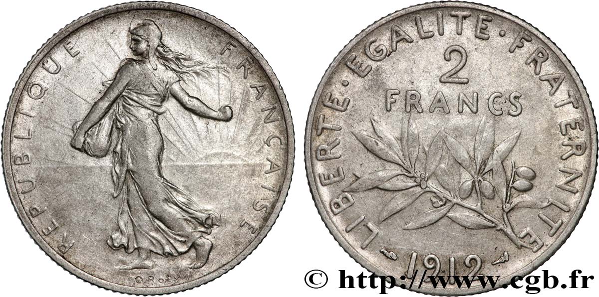 2 francs Semeuse 1912  F.266/13 MBC+ 