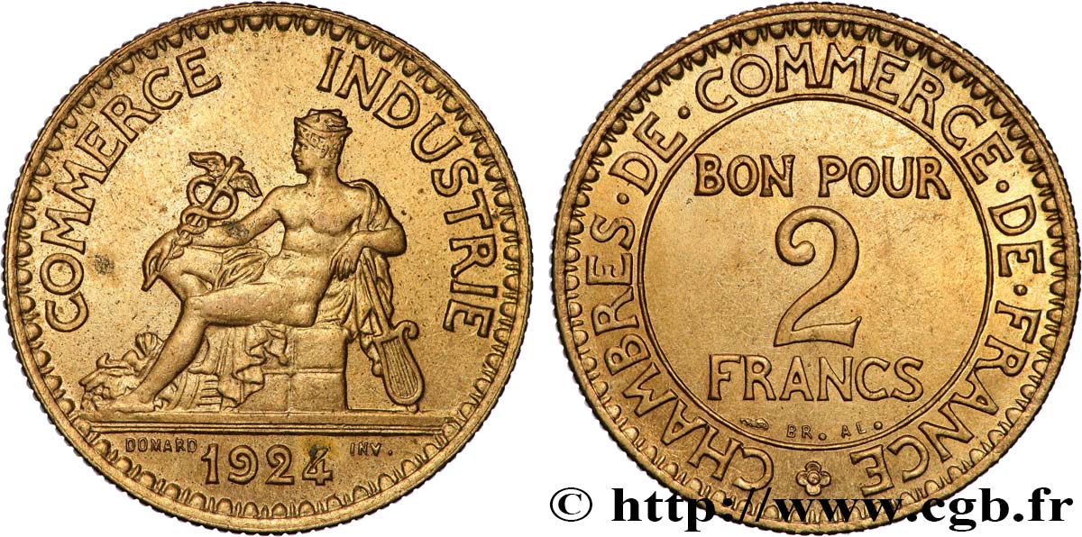 2 francs Chambres de Commerce 1924  F.267/6 VZ+ 