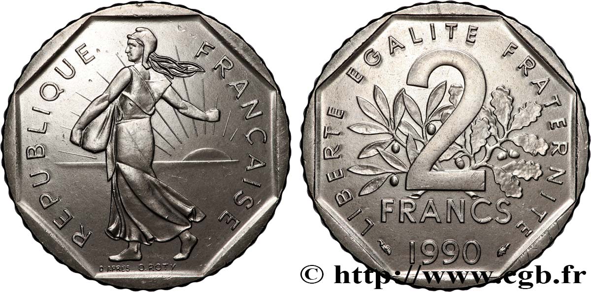 2 francs Semeuse, nickel 1990 Pessac F.272/14 fST64 