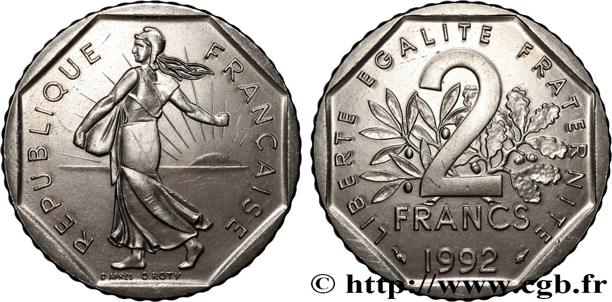 2 francs Semeuse, nickel 1992 Pessac F.272/17 SC63 