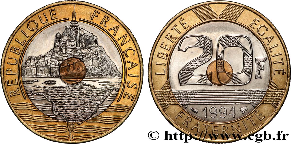 20 francs Mont Saint-Michel, différent abeille 1994 Pessac F.403/10 ST65 