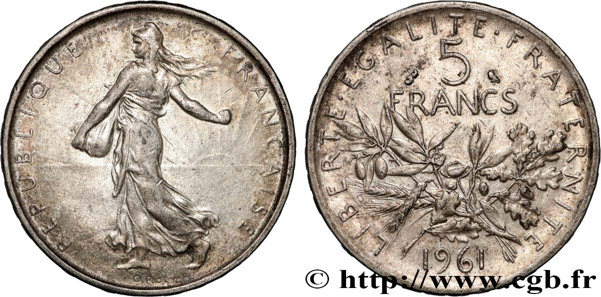 5 francs Semeuse, argent 1961 Paris F.340/5 TTB 