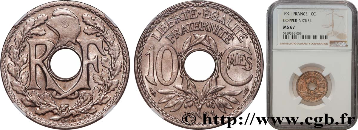 10 centimes Lindauer 1921  F.138/5 MS67 NGC