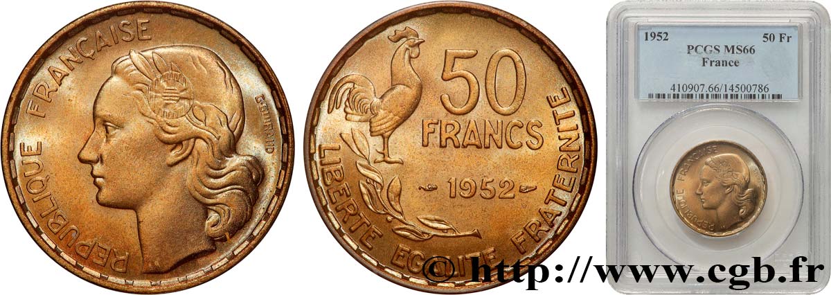 50 francs Guiraud 1952  F.425/8 FDC66 PCGS
