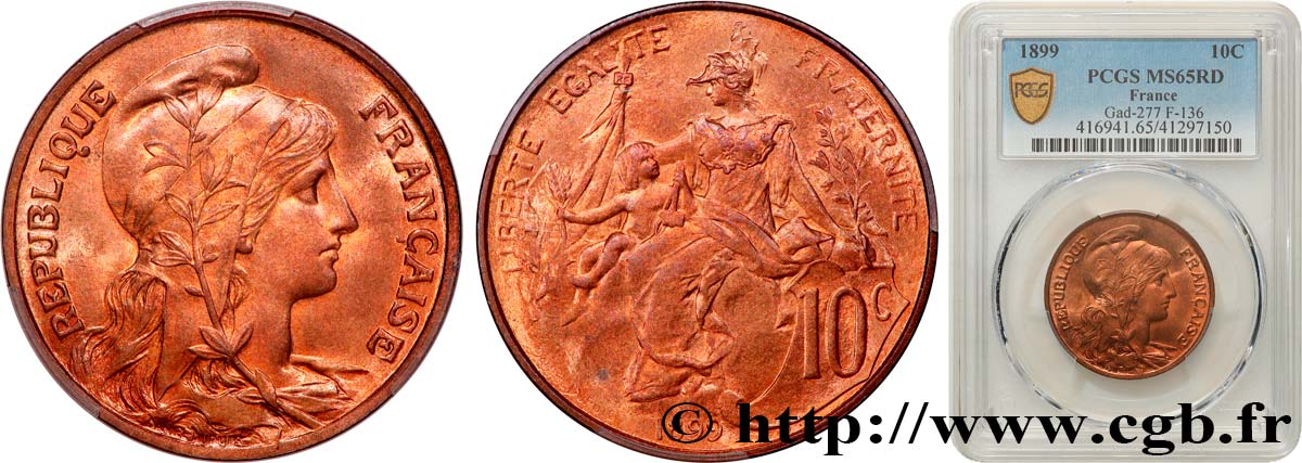 10 centimes Daniel-Dupuis 1899  F.136/7 FDC65 PCGS