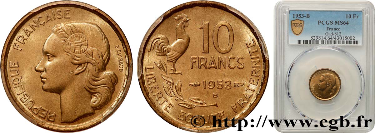 10 francs Guiraud 1953 Beaumont-Le-Roger F.363/9 SC64 PCGS