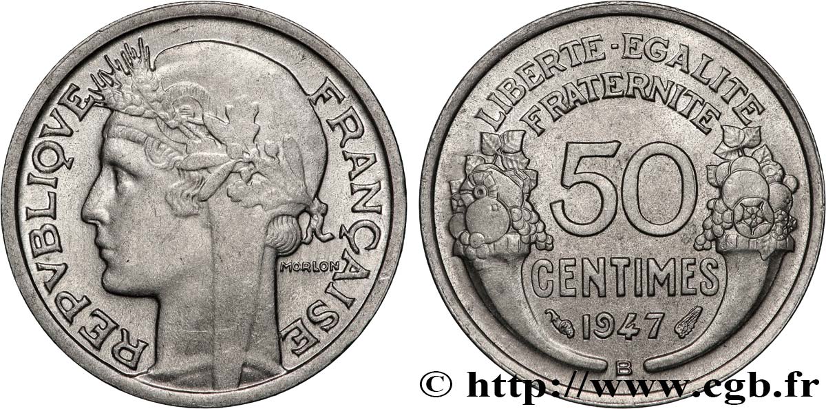 50 centimes Morlon, légère 1947 Beaumont-le-Roger F.194/11 SPL 