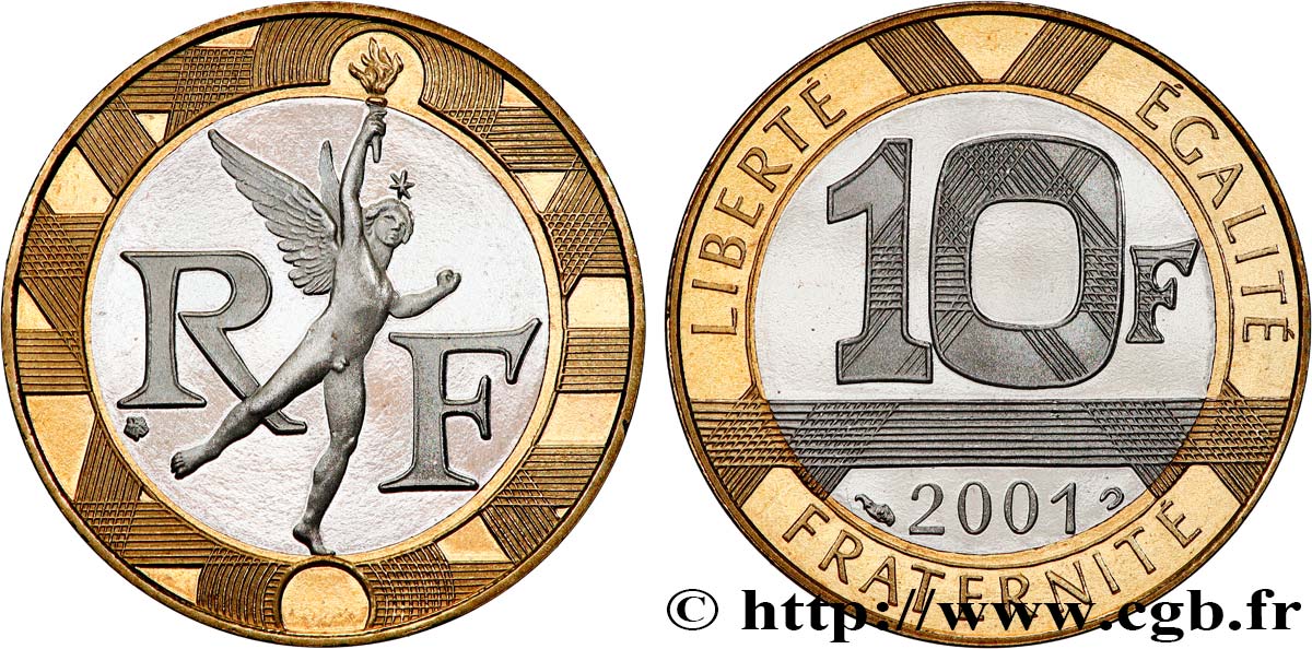 10 francs Génie de la Bastille, BE (Belle Épreuve) 2001 Pessac F.375/18 var. MS 