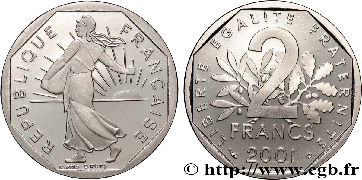 2 francs Semeuse, nickel, BE (Belle Épreuve) 2001 Pessac F.272/29 var. ST 