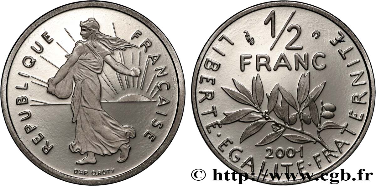 1/2 franc Semeuse, BE (Belle Épreuve) 2001 Pessac F.198/44 var. ST 