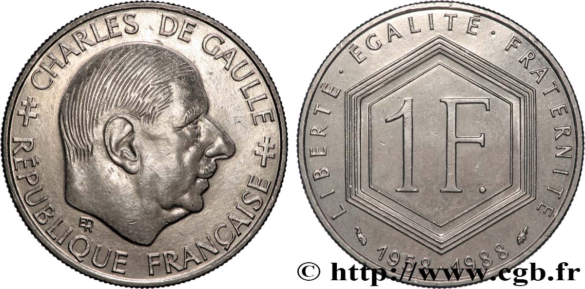 1 franc De Gaulle 1988  F.227/2 SUP+ 