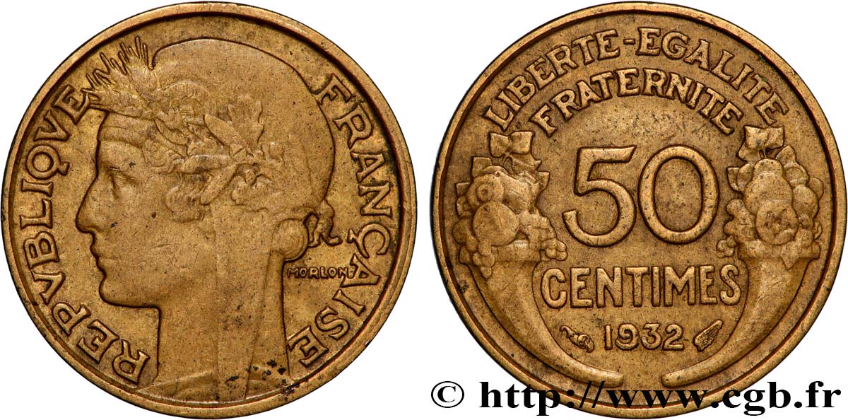 50 centimes Morlon, sans raisin ni fruit, 9 et 2 ouverts 1932  F.192/8 fSS 