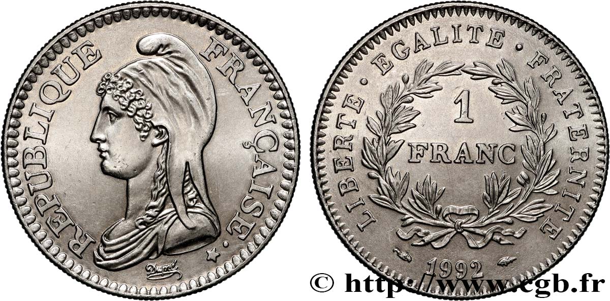 1 franc République 1992  F.229/2 SPL+ 