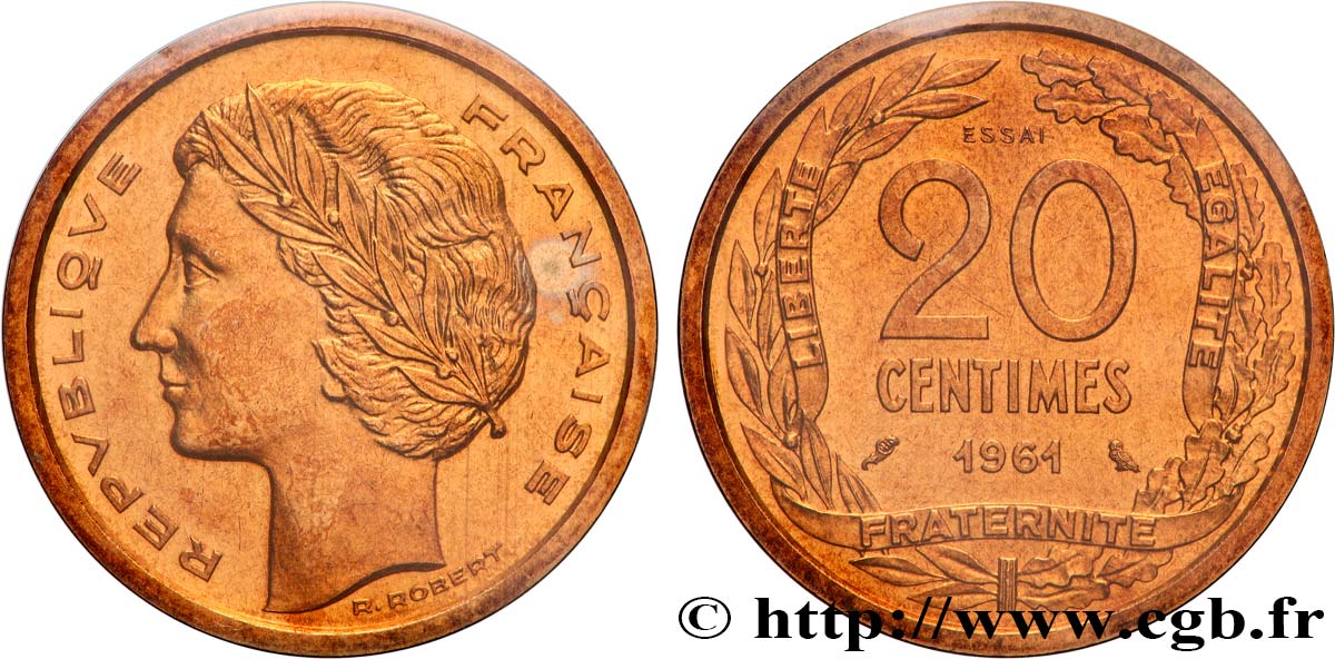 Essai du concours de 20 centimes par Robert 1961 Paris GEM.55 12 fST 