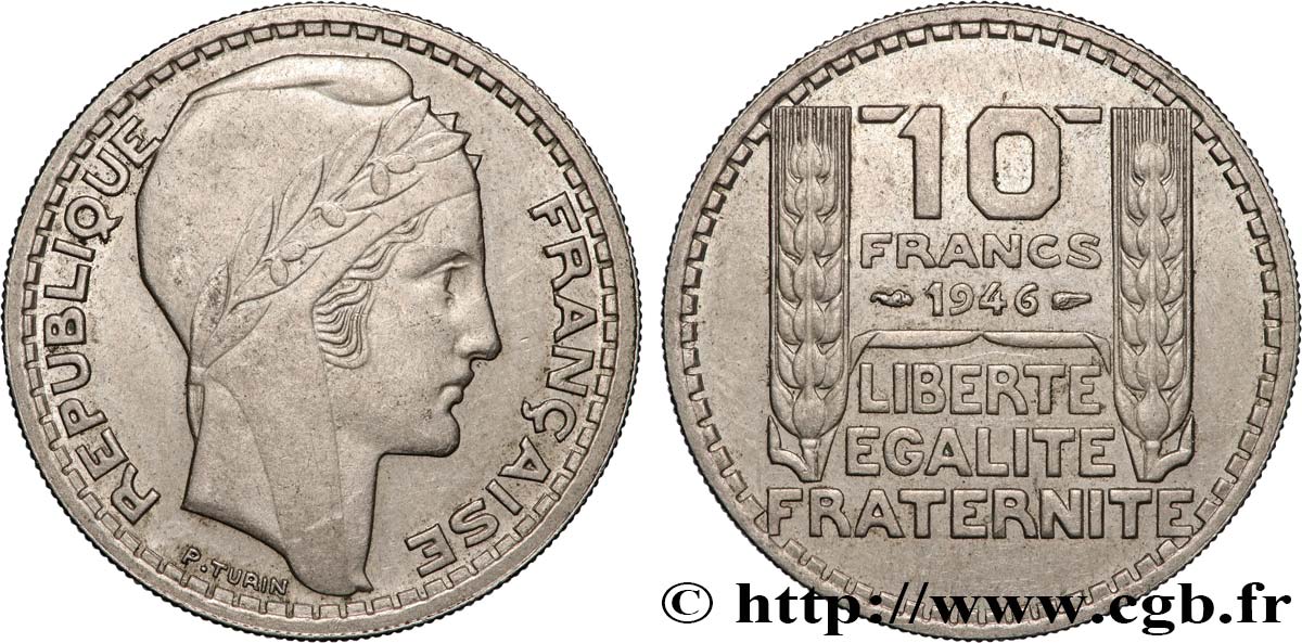 10 francs Turin, grosse tête, rameaux courts 1946  F.361A/2 SPL+ 