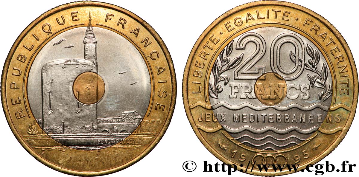 20 francs Jeux Méditerranéens 1993 Pessac F.404/2 AU 