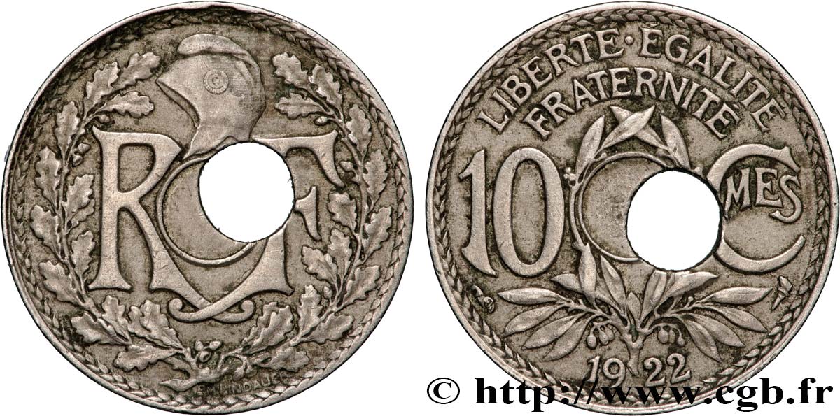 10 centimes Lindauer, perforation décentrée 1922  F.138/6 var. MBC 