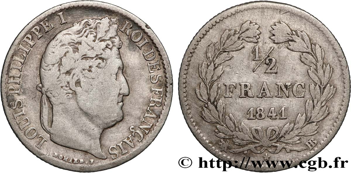 1/2 franc Louis-Philippe 1841 Strasbourg F.182/91 B+ 