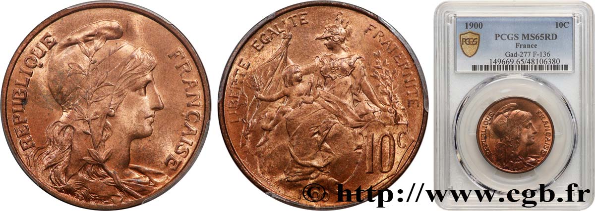 10 centimes Daniel-Dupuis 1900  F.136/8 FDC65 PCGS