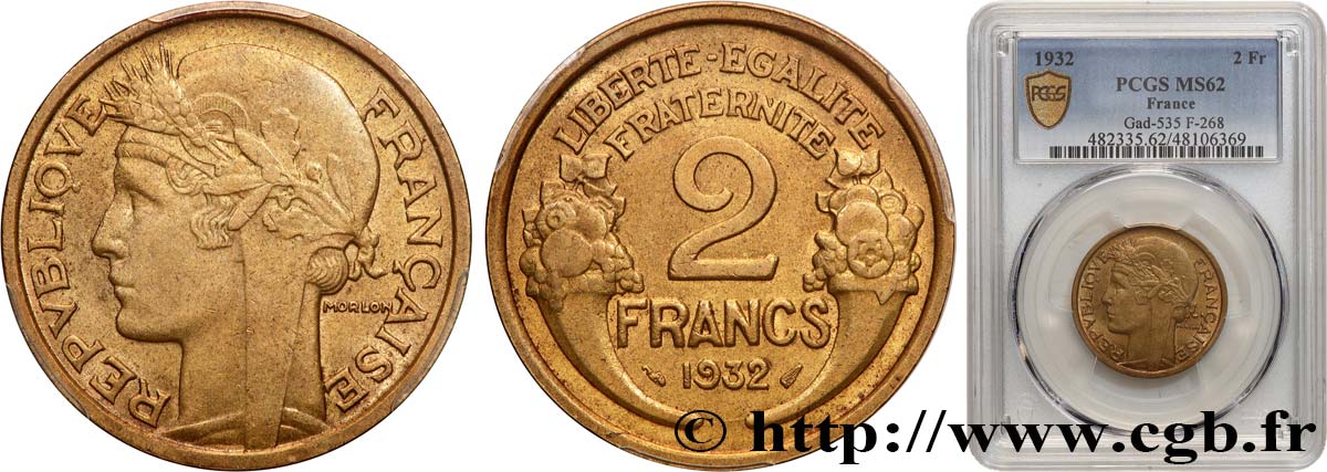 2 francs Morlon 1932  F.268/3 VZ62 PCGS