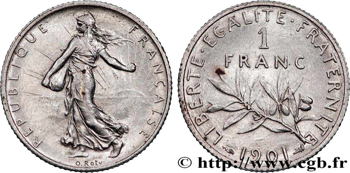 1 franc Semeuse 1901 Paris F.217/6 fVZ 