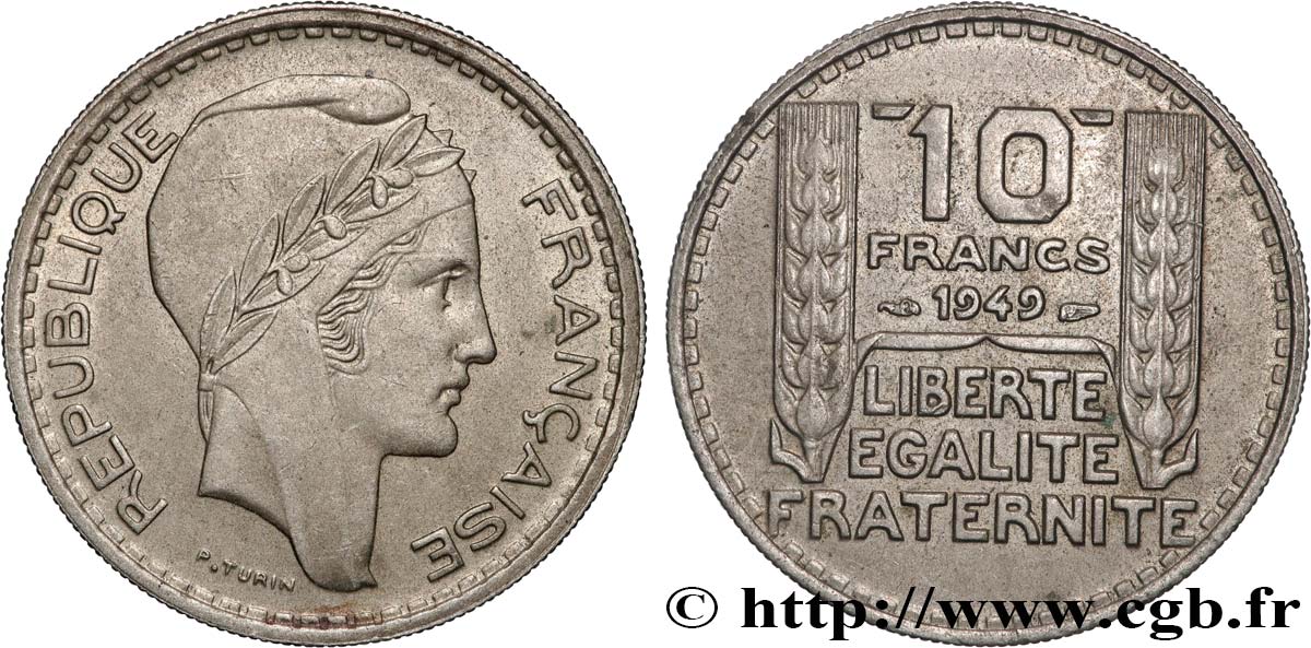 10 francs Turin, petite tête 1949  F.362/6 SUP 