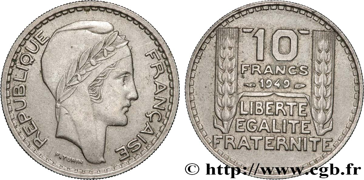 10 francs Turin, petite tête 1949  F.362/6 SUP 