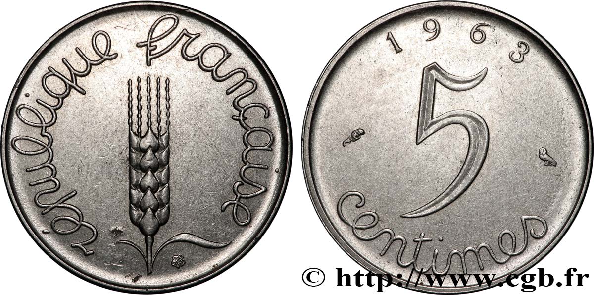 5 centimes Épi 1963  F.124/5 EBC 