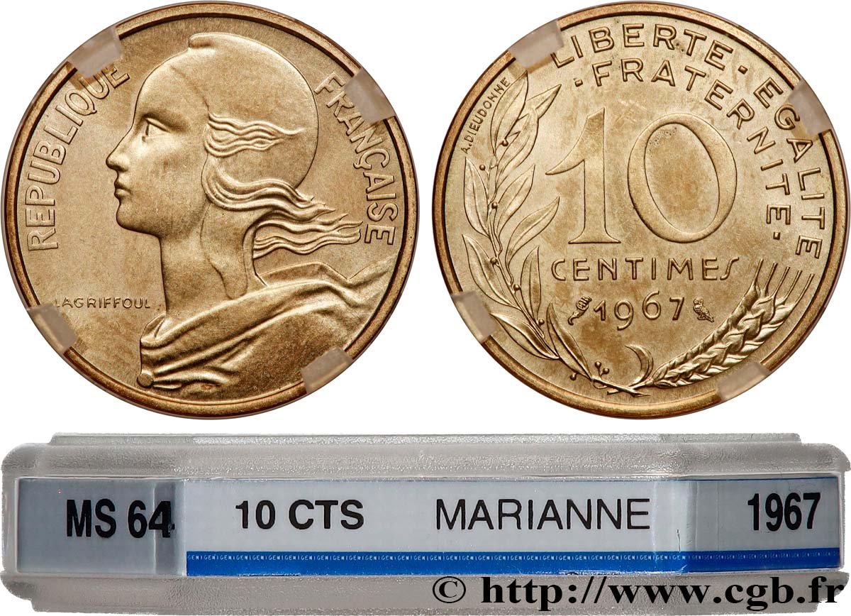 10 centimes Marianne 1967 Paris F.144/7 SPL64 GENI