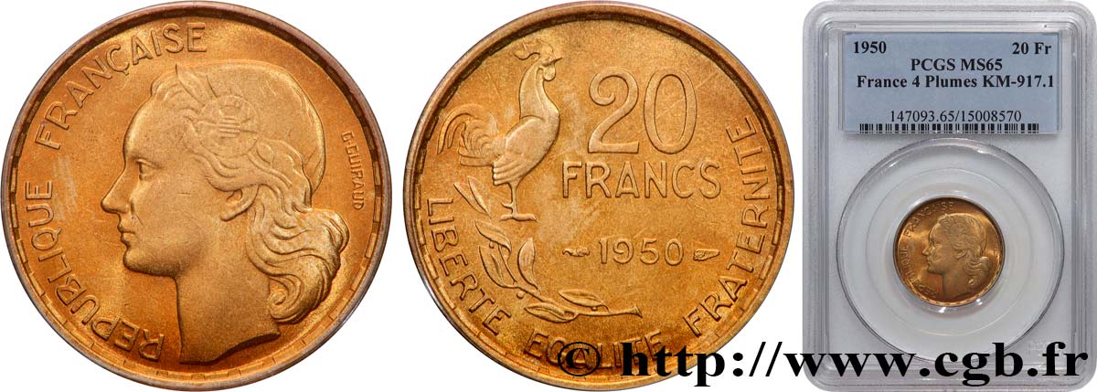 20 francs G. Guiraud 1950  F.402/3 FDC65 GENI