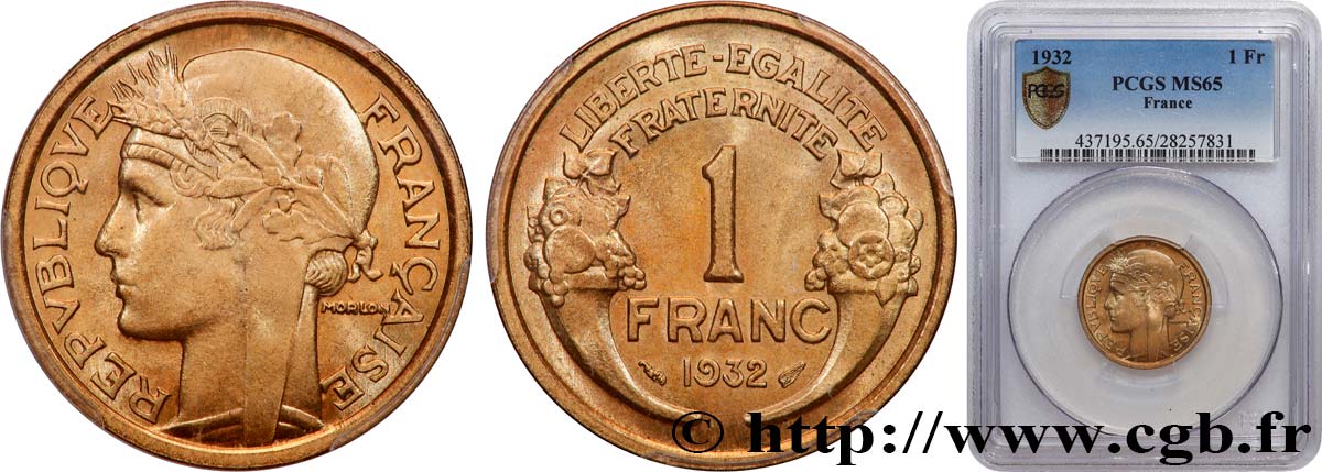 1 franc Morlon 1932 Paris F.219/3 MS65 PCGS