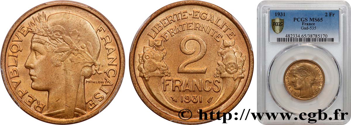 2 francs Morlon 1931  F.268/2 FDC65 PCGS