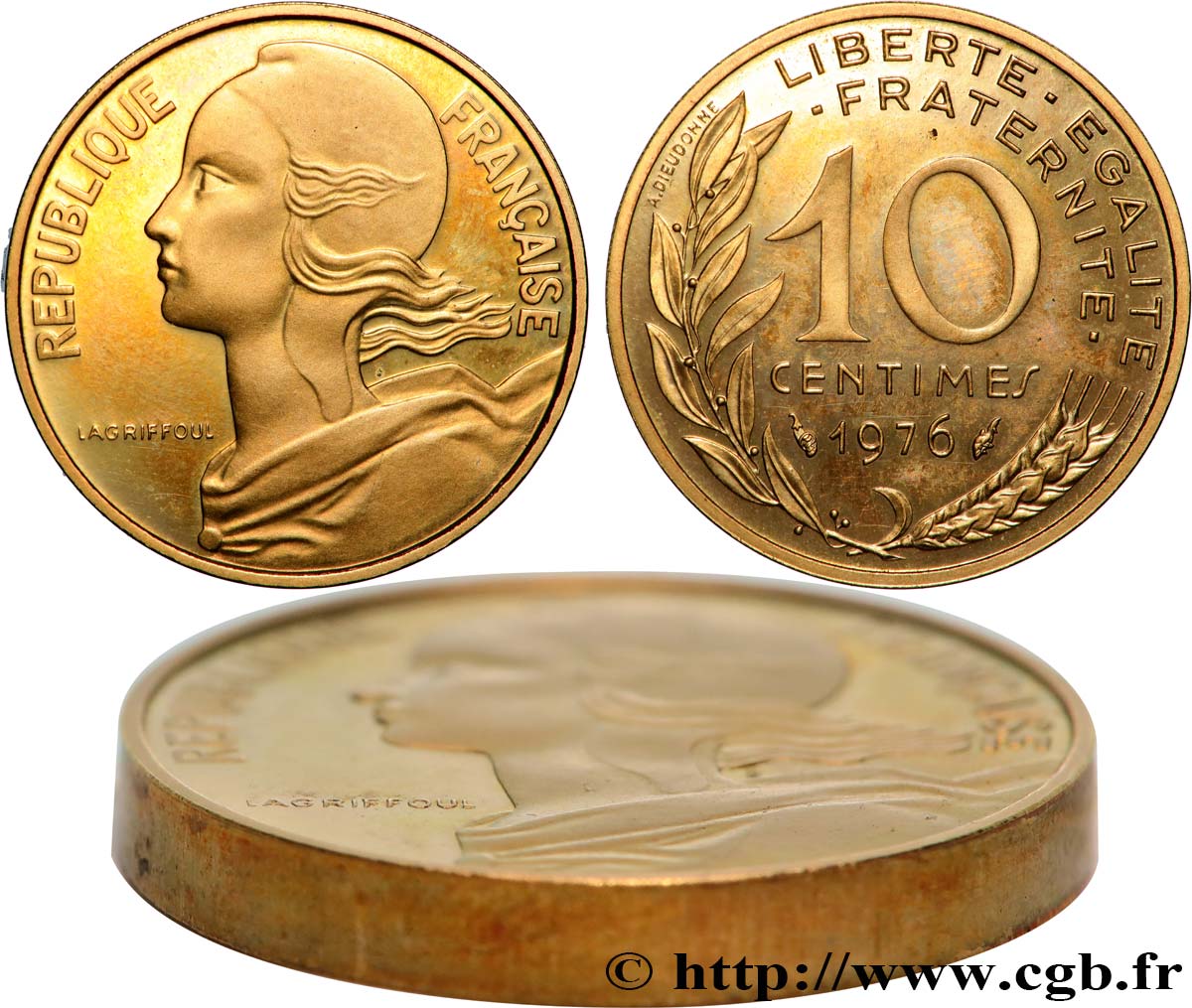 Piéfort Br-Al de 10 centimes Marianne 1976 Pessac GEM.46 P1 MS 