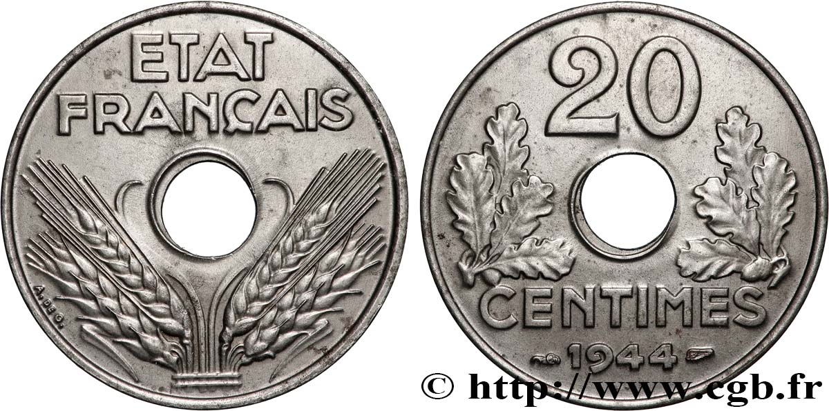 20 centimes fer 1944  F.154/3 EBC 