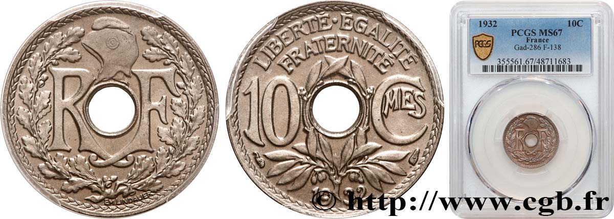 10 centimes Lindauer 1932  F.138/19 FDC67 PCGS
