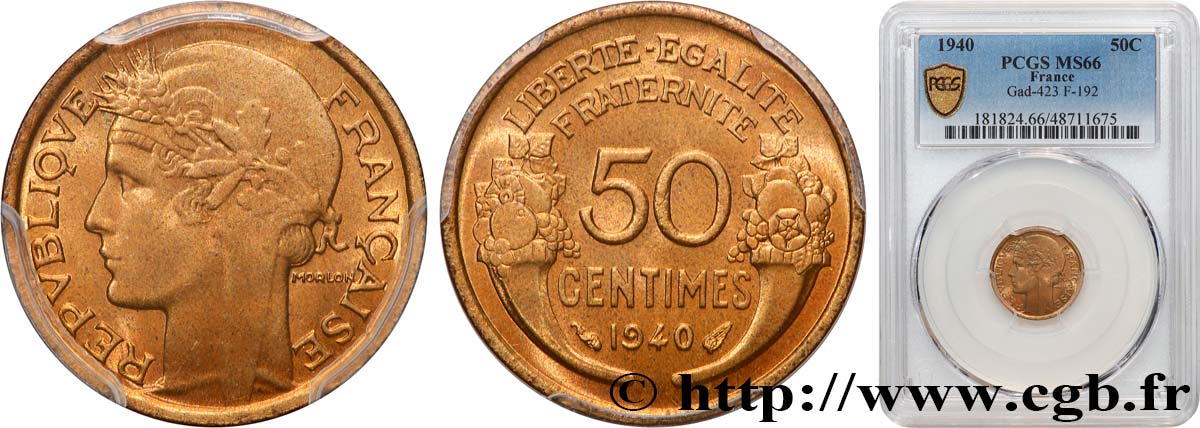 50 centimes Morlon 1940  F.192/17 MS66 PCGS