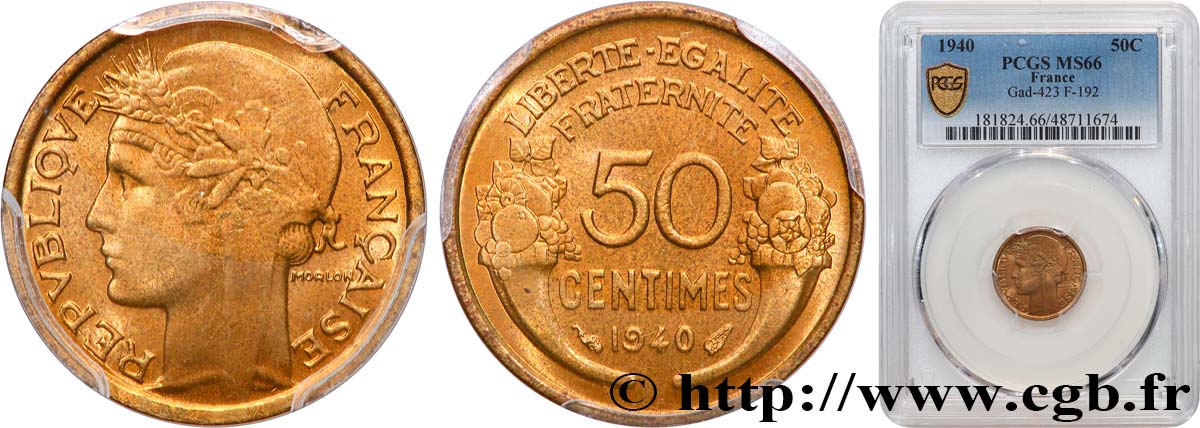 50 centimes Morlon 1940  F.192/17 FDC66 PCGS