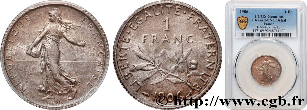 1 franc Semeuse 1906 Paris F.217/11 EBC+ PCGS