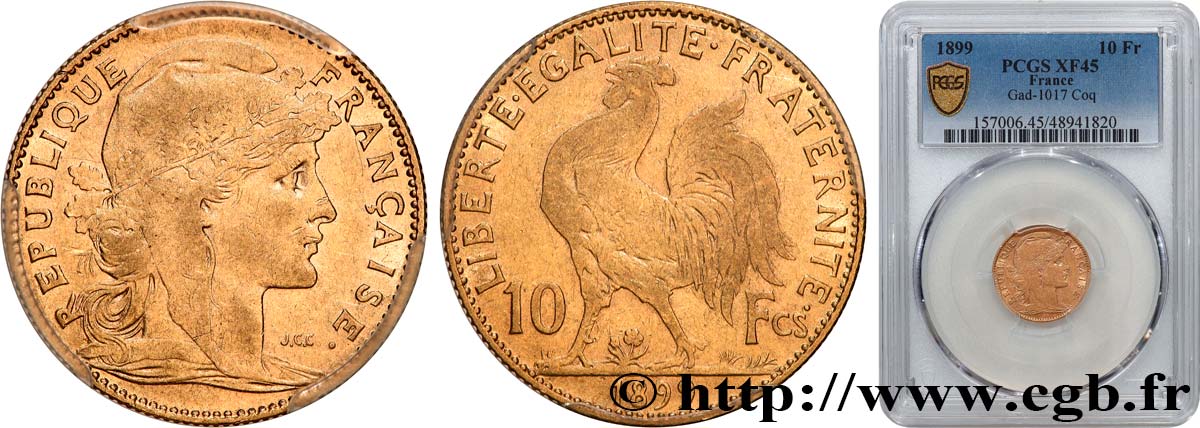 10 francs Coq 1899 Paris F.509/1 XF45 PCGS